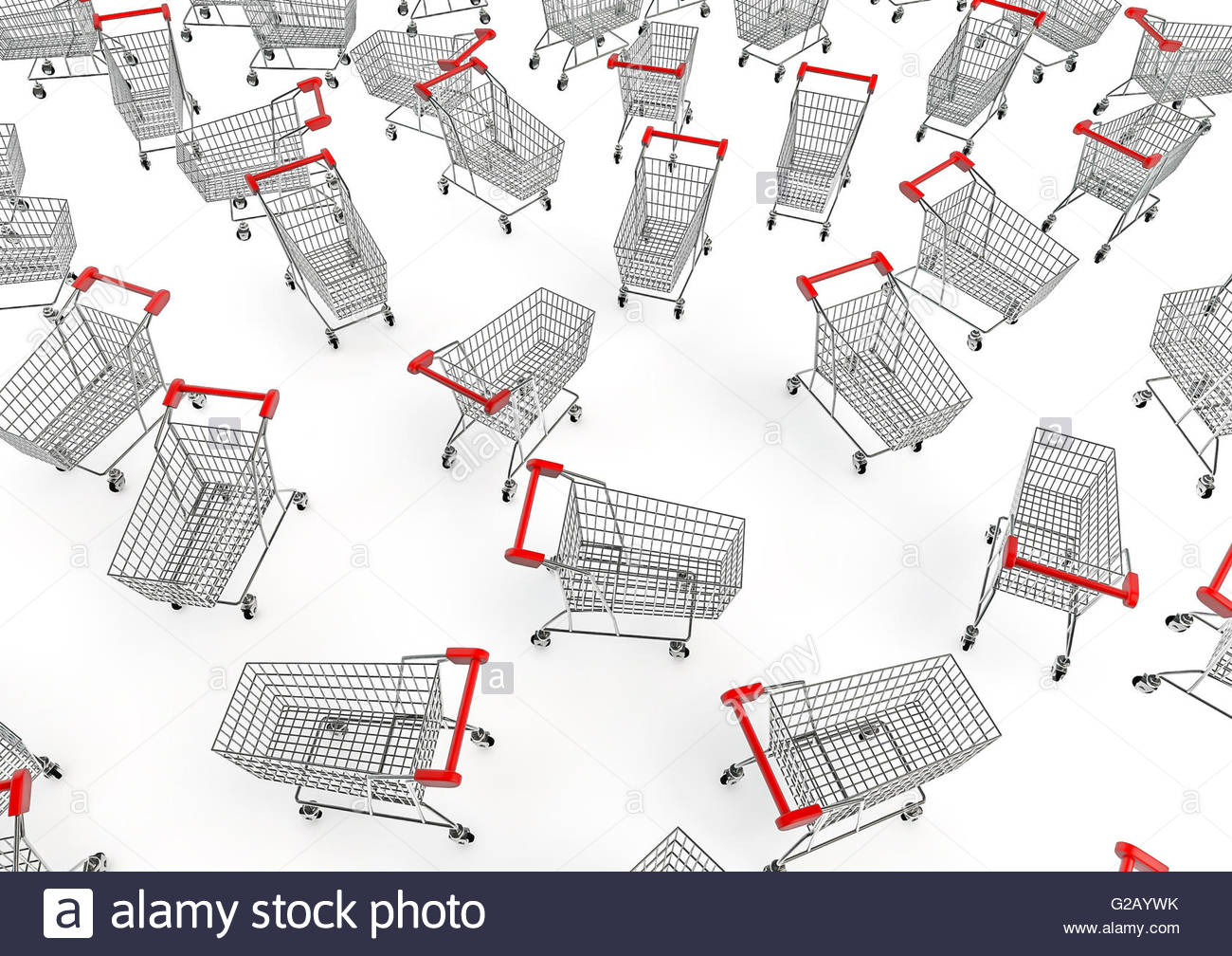 Shopping Trolley Background 3d Render Of Trolleys Stock