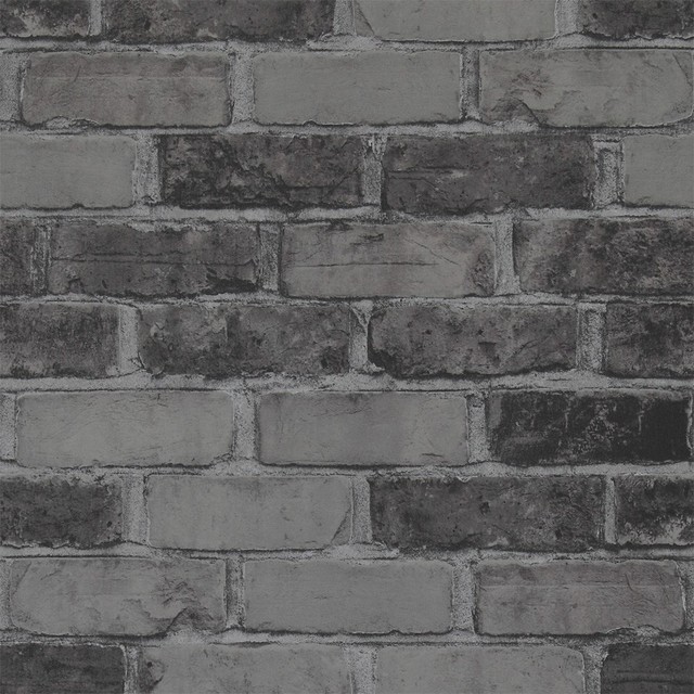 Running Brick Slate Wallpaper R2590 Double Roll Industrial