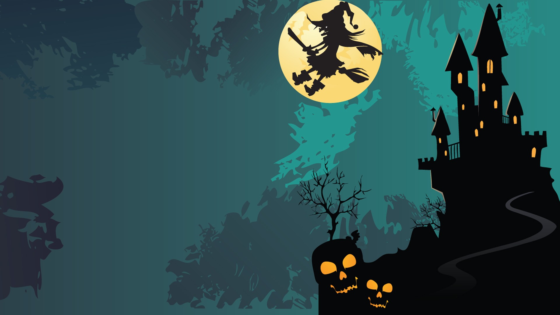 Halloween Castles Witches Wallpaper