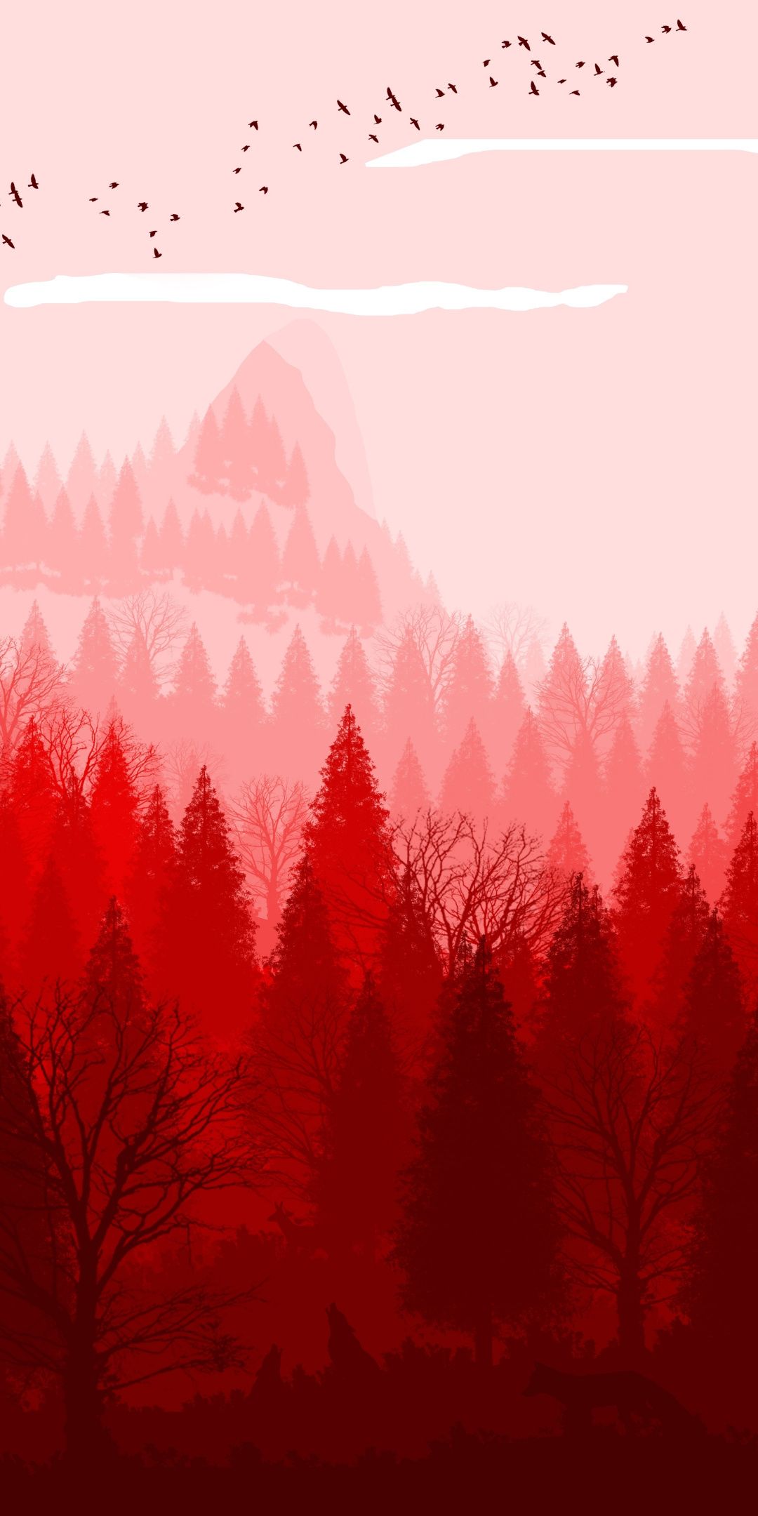 Red forest horizon nature art 1080x2160 wallpaper Art
