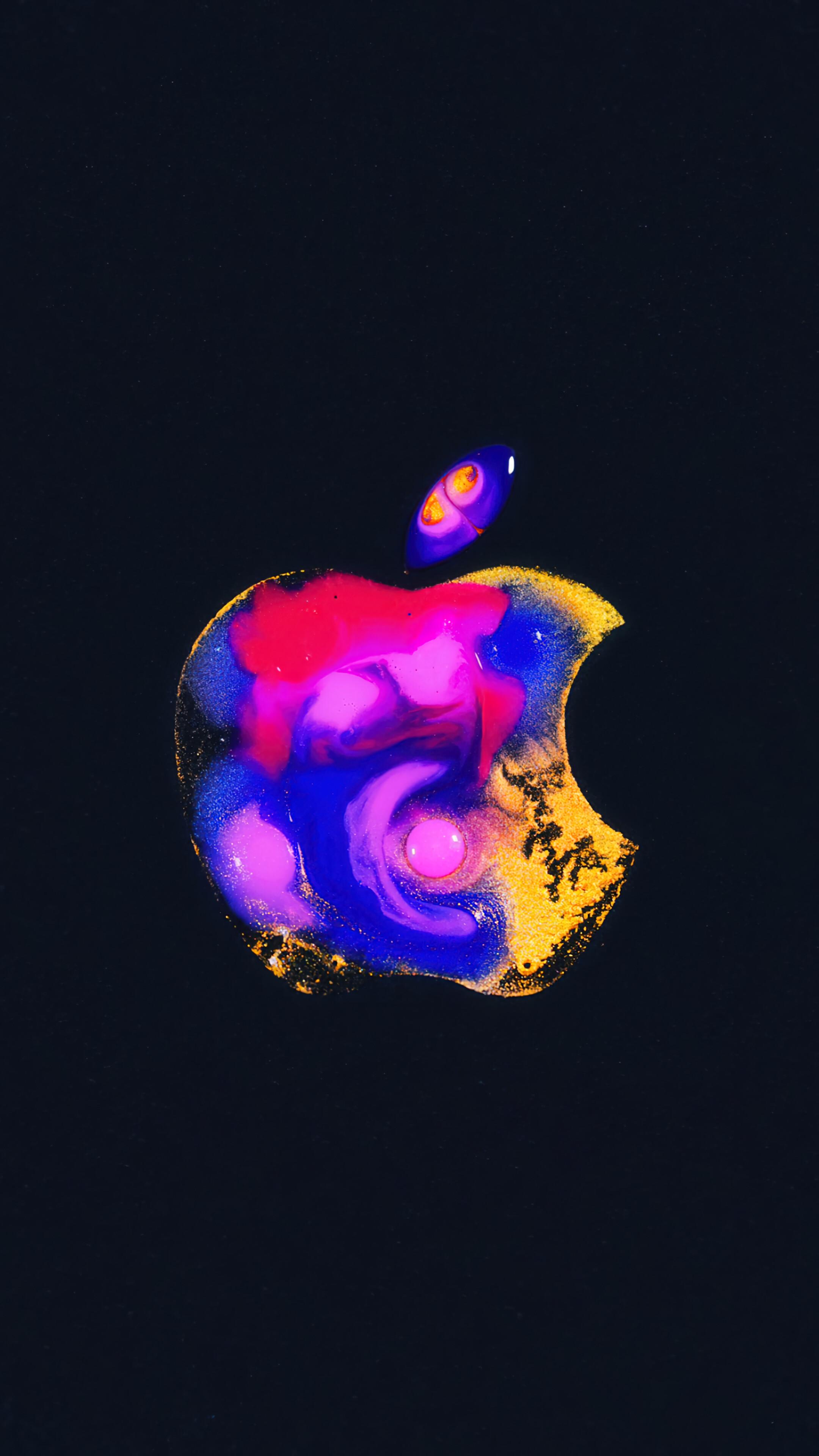 Apple Logo Colorful Black Background 4k Wallpaper iPhone HD Phone