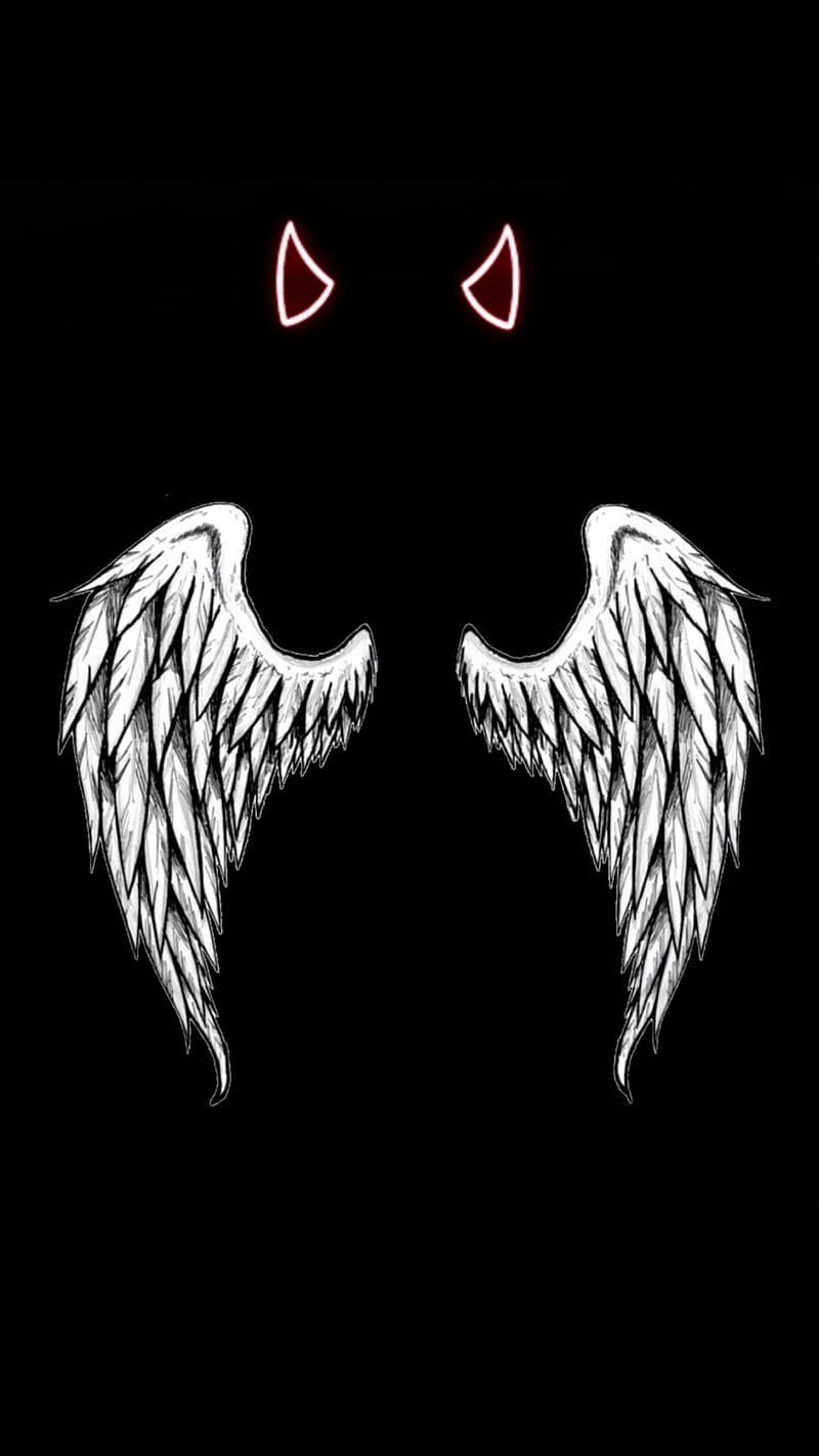Dark Devil Horns Angel Wings Wallpaper