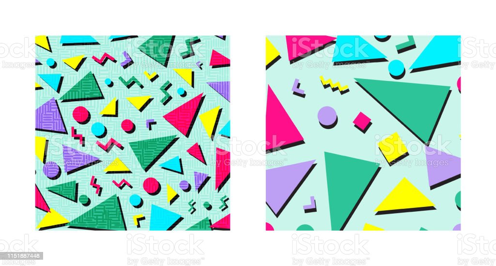 Set Of Retro Vintage 80s Or 90s Fashion Style Abstract Pattern