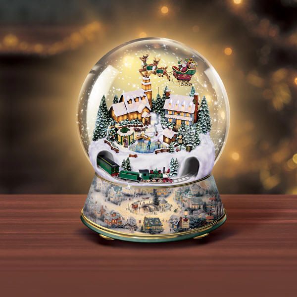 Musical Snow Globes With Light Thomas Kinkade Animated