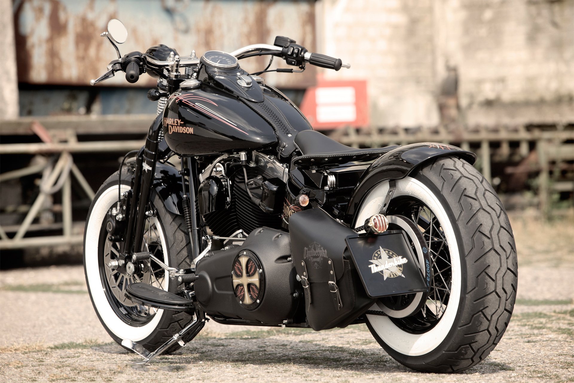 Custom Harley-Davidson Motorcycle with Whitewall Tires