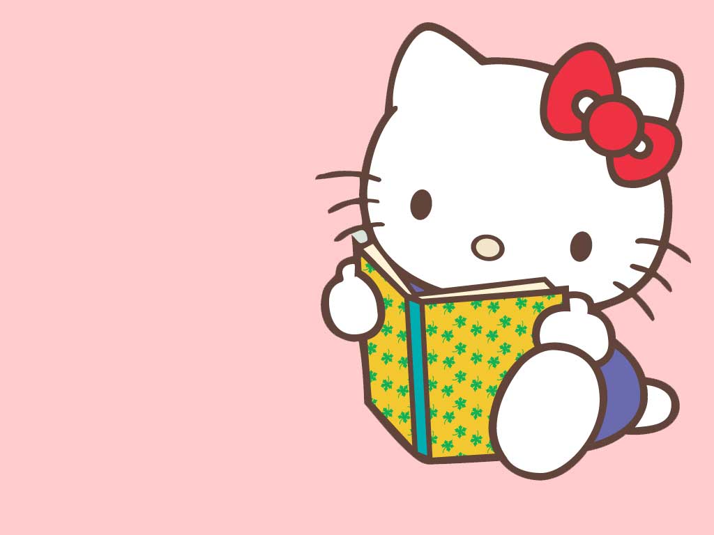 pink with Hello Kitty reading a book Get more Hello Kitty wallpapers 1024x768