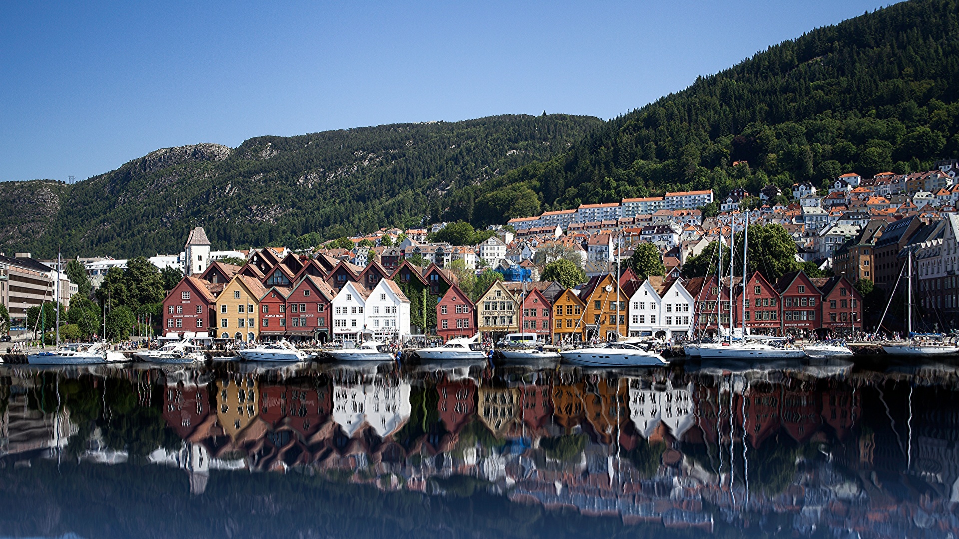 Picture Bergen Norway Bryggen Coast Cities Houses