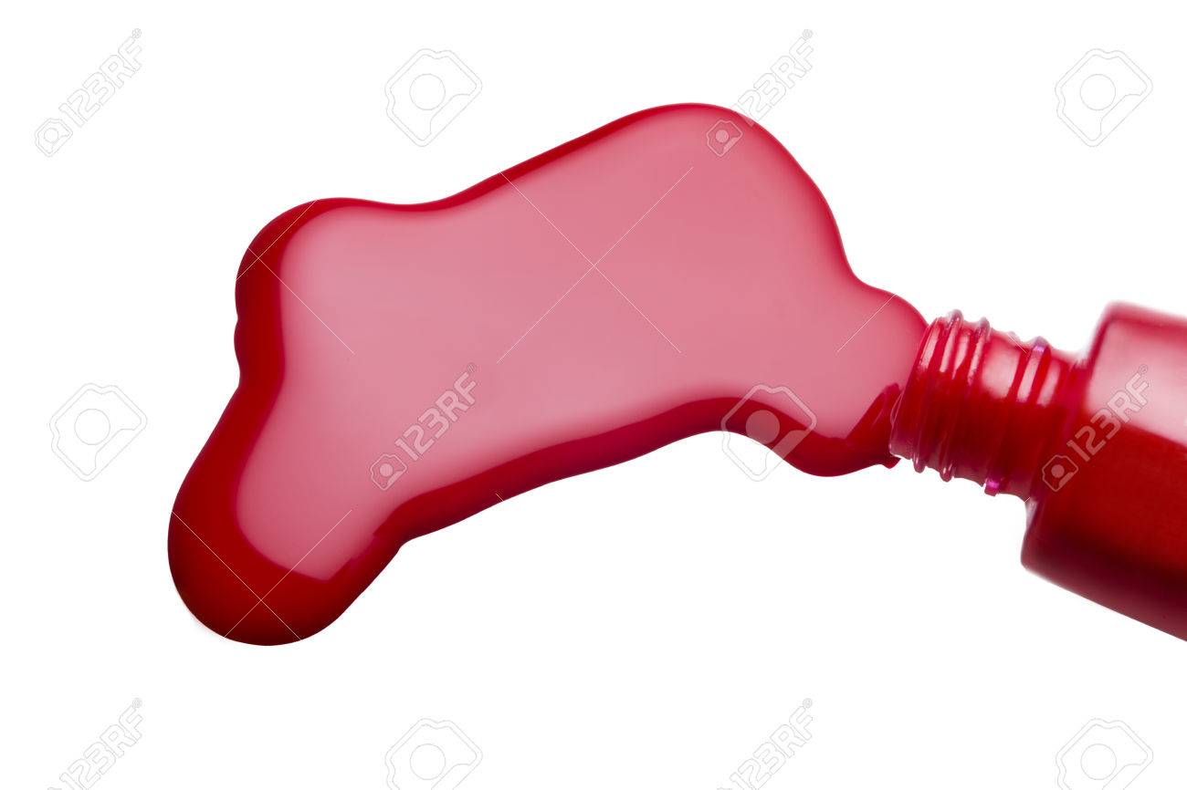 Red Nail Polish Spill On White Background Stock Photo Picture And