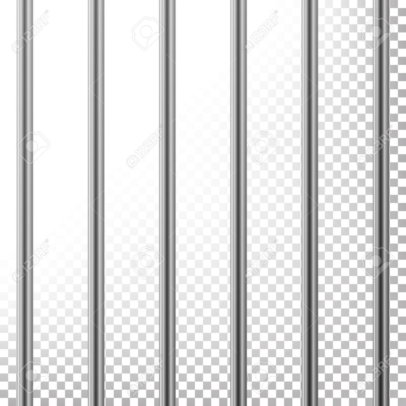 Metal Prison Bars Vector Isolated On Transparent Background
