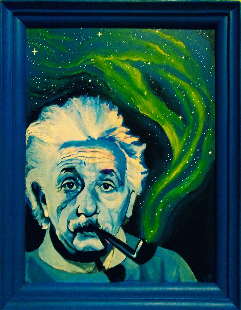 Albert Einstein Smoking Colors Space By