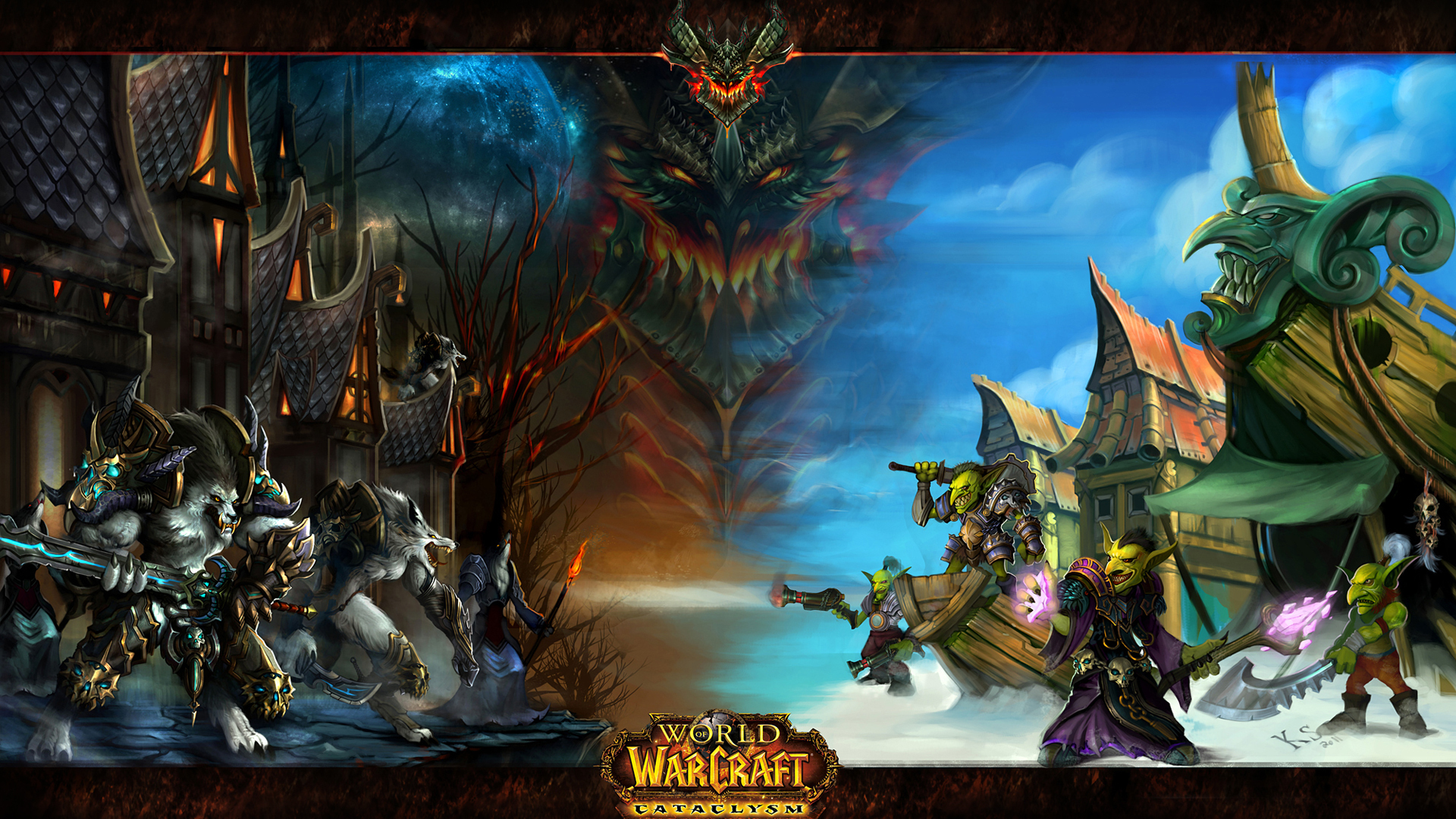 Wallpaper World Of Warcraft Cataclysm Goblins Worgen HD
