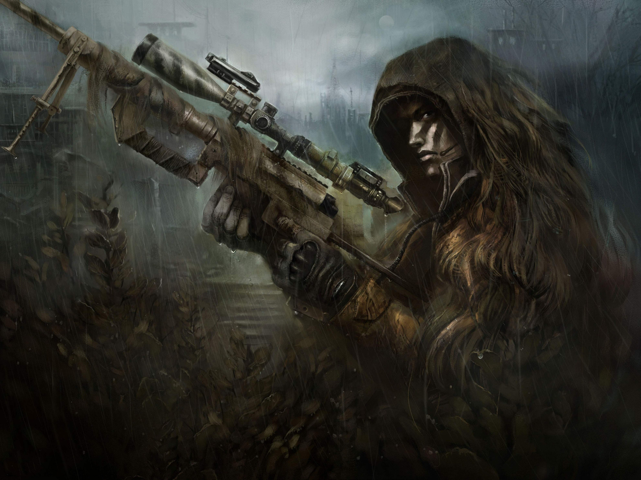 Wallpaper Soldier Sniper Rain Camouflage Rifle Blackshot Desktop