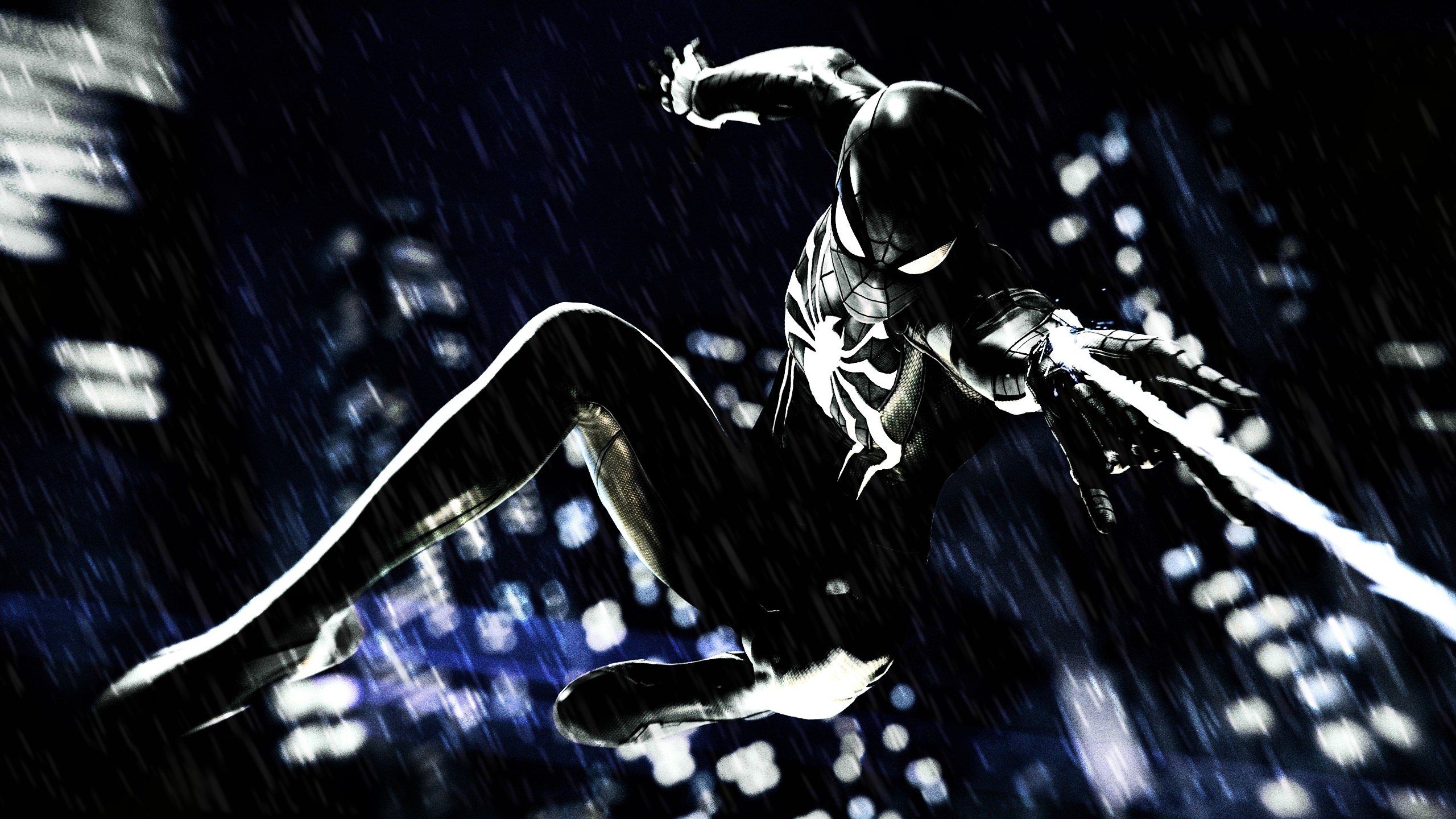 Spider Man Ps4 Black Suit Wallpaper