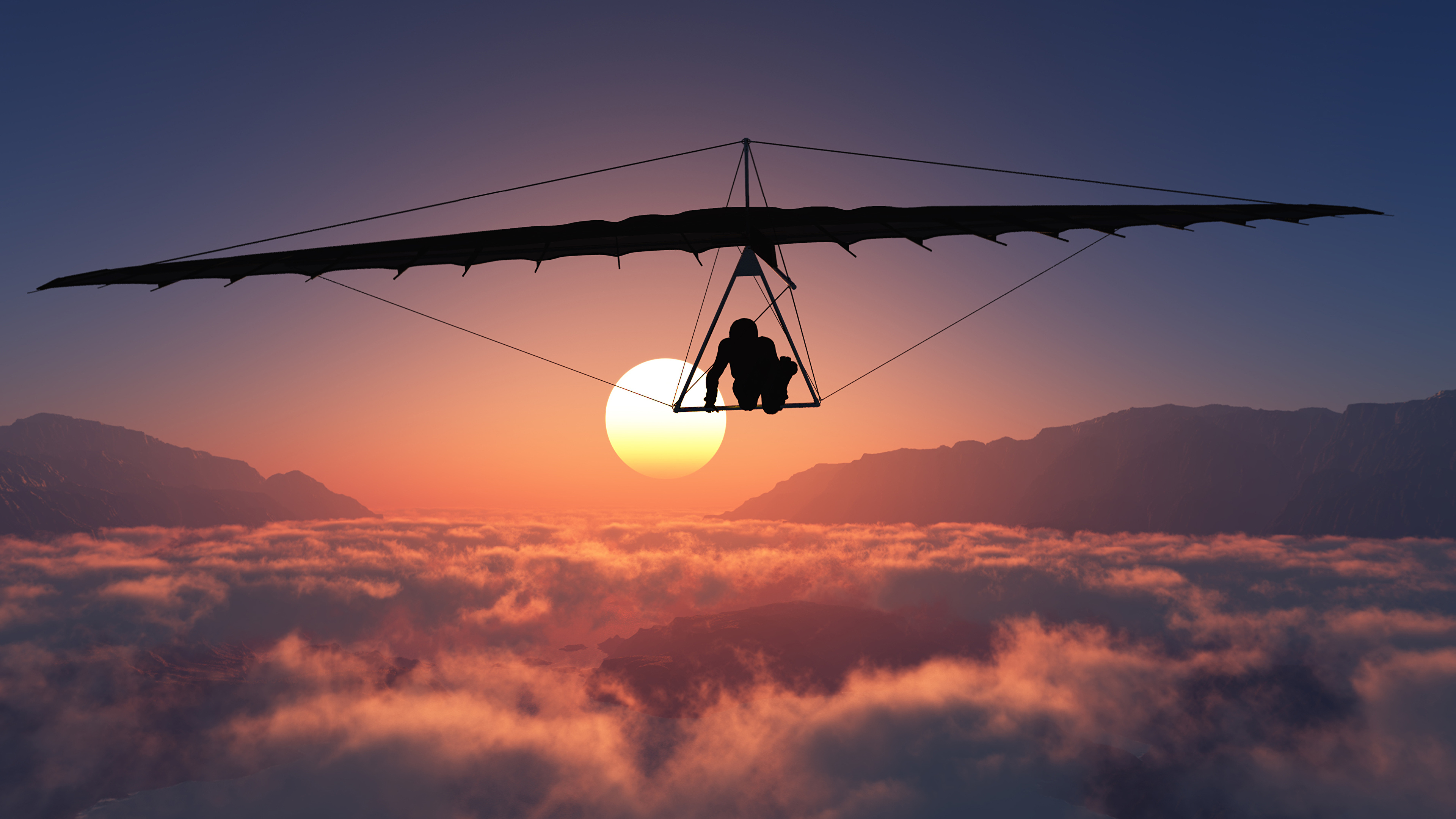 Image Hang Gliding Sun Sport Flight Clouds