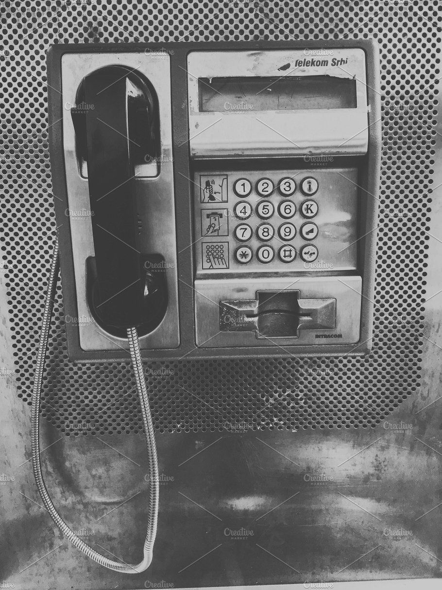 Vintage Payphone Black And White By Teagraphicdesign On