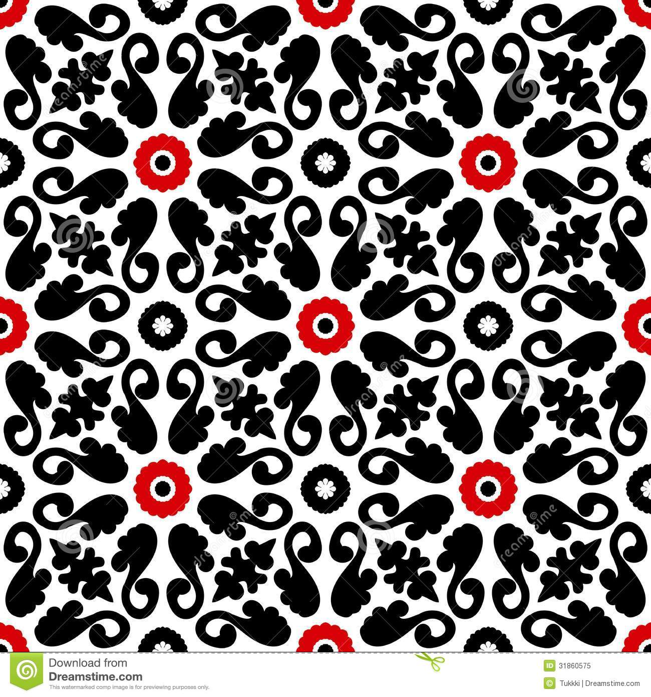 Bright Floral Wallpaper With Bold Ornament