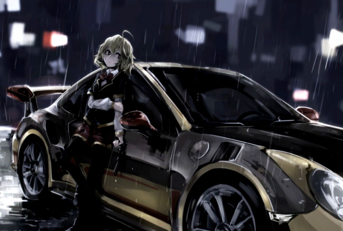 cool anime car drifting in mountains at night