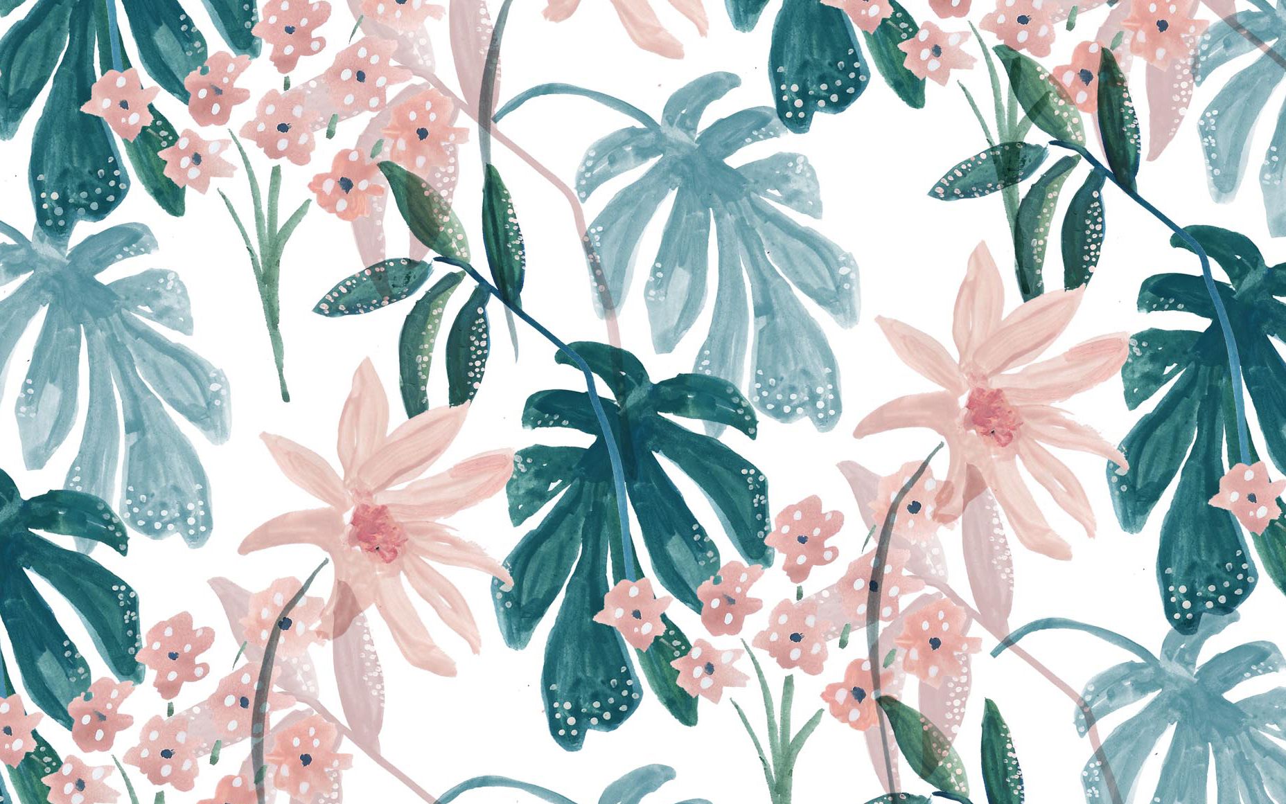 Free Vector  Memphis floral illustration spring desktop wallpaper