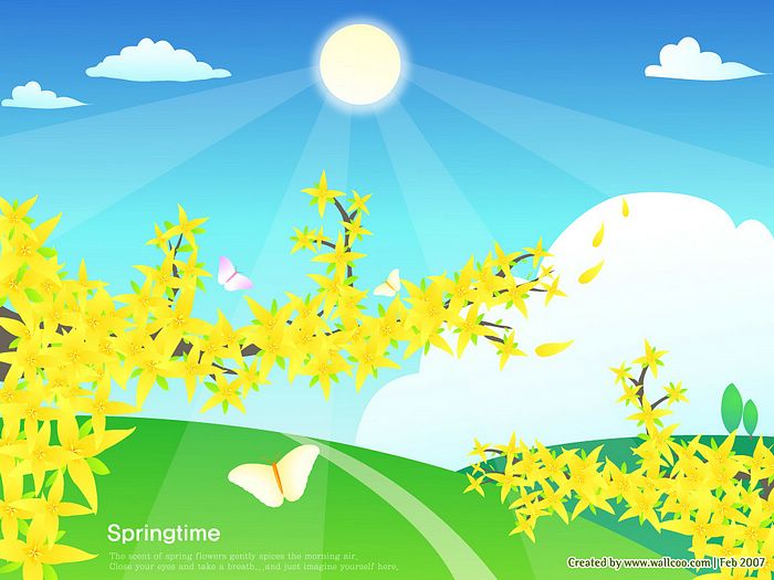 Of Springtime Spring Scene Illustration Wallpaper