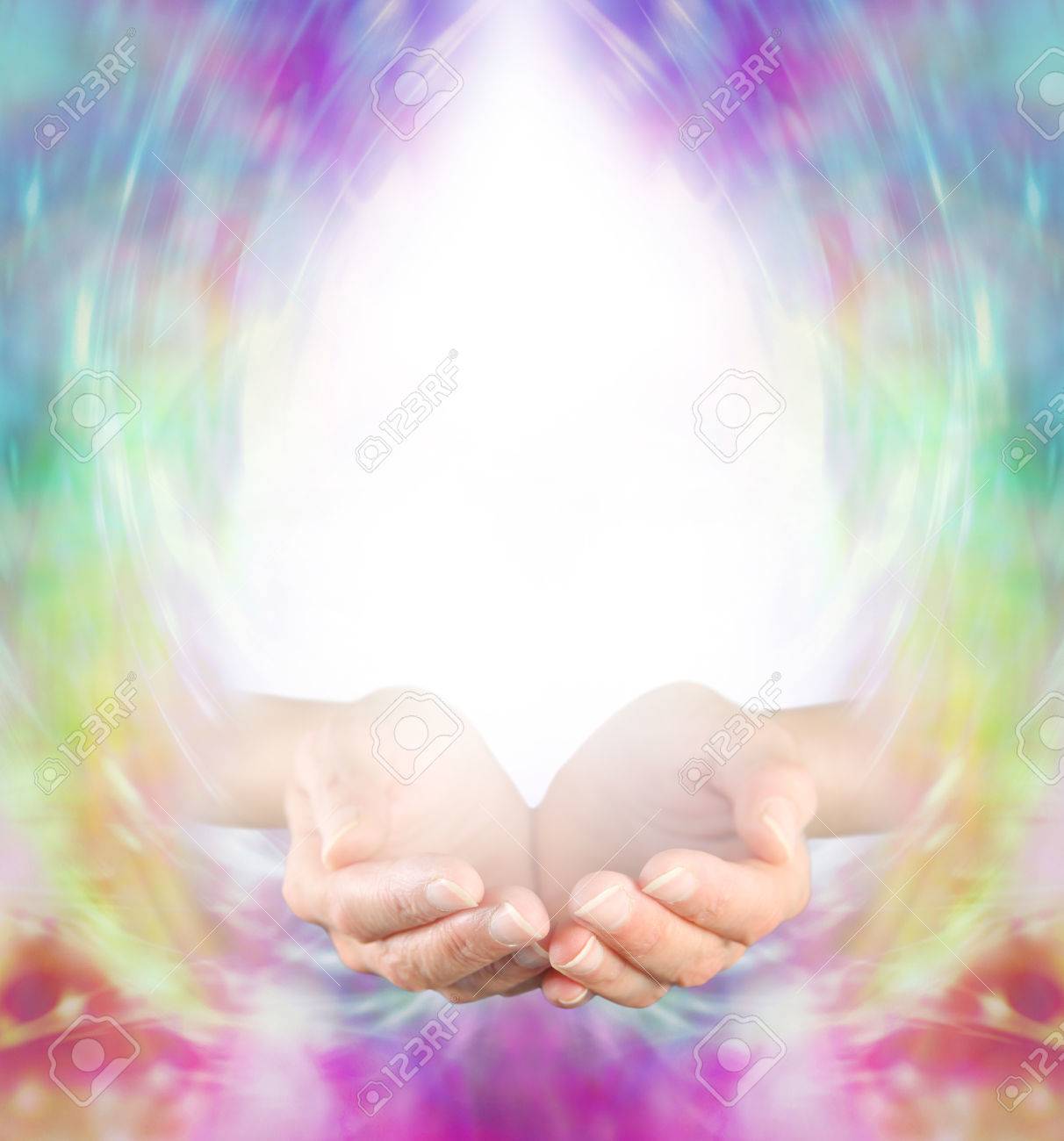 Healing Message Board Background Female Cupped Hands With White