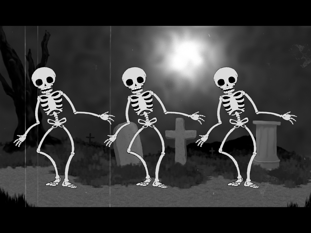 funny skeletons dancing White Pattern Wallpaper  TenStickers