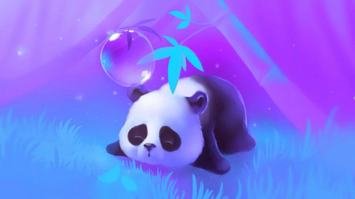 Purple Panda Cute Wallpaper For iPad