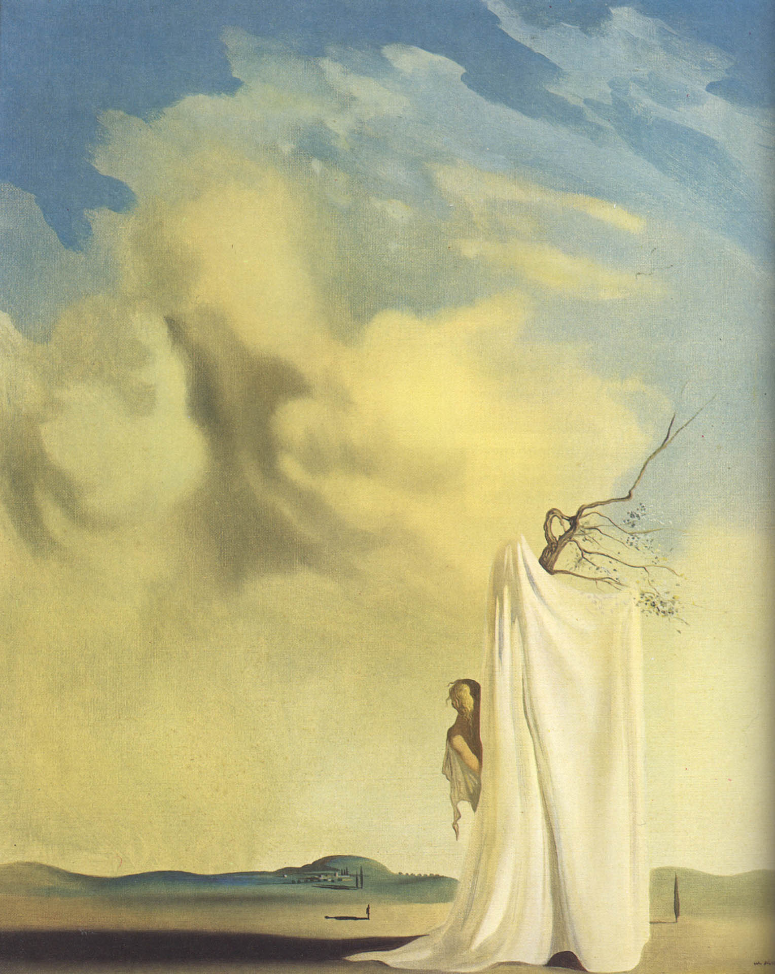 Salvador Dali Figure And Drapery In A Landscape