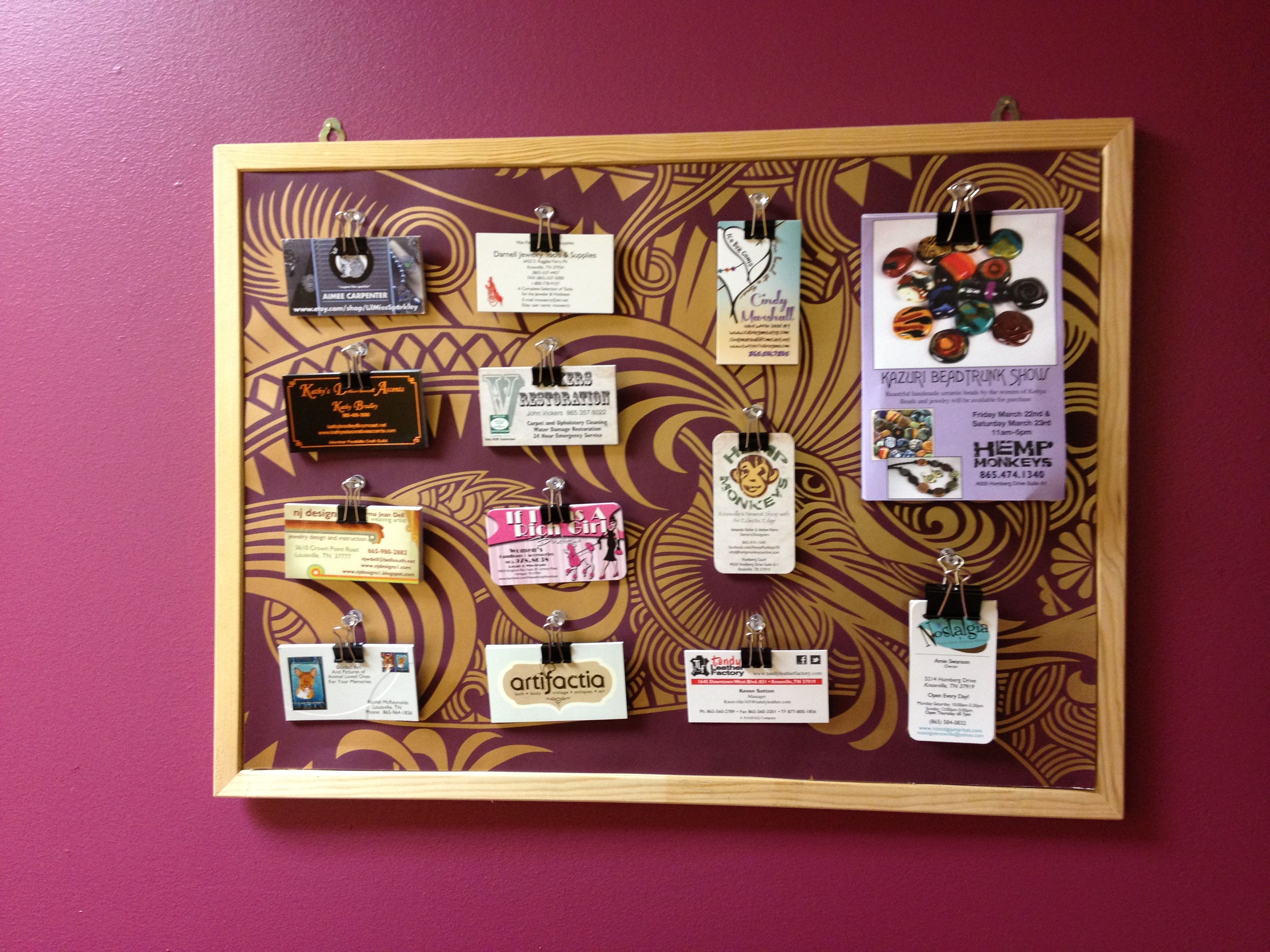 Business Card Center Shop Display Covered A Bulletin Board With