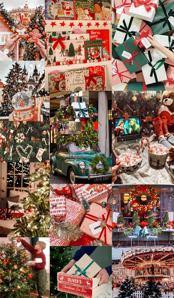  Christmas Collage Aesthetic Ideas Green and Red Fab Mood