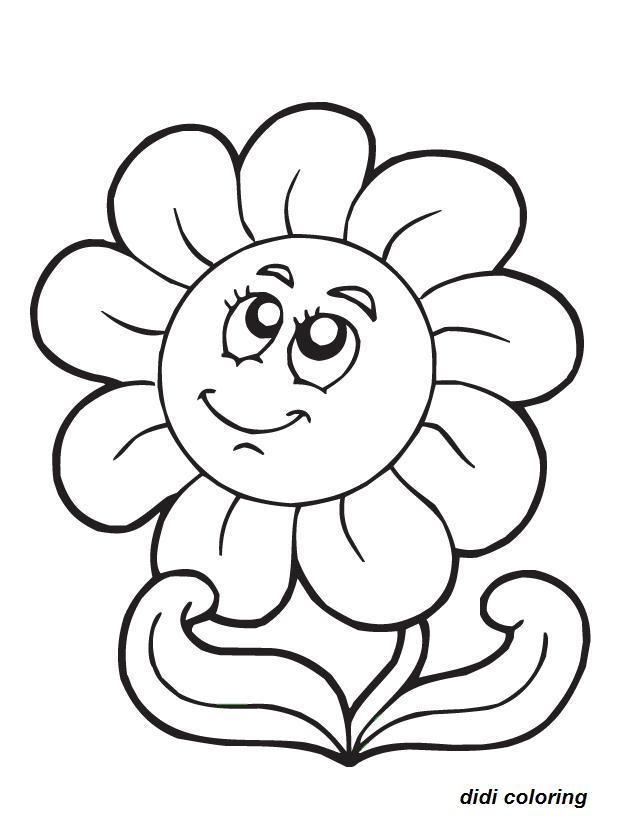 Didi Coloring Printable Smiling Flower For Kids