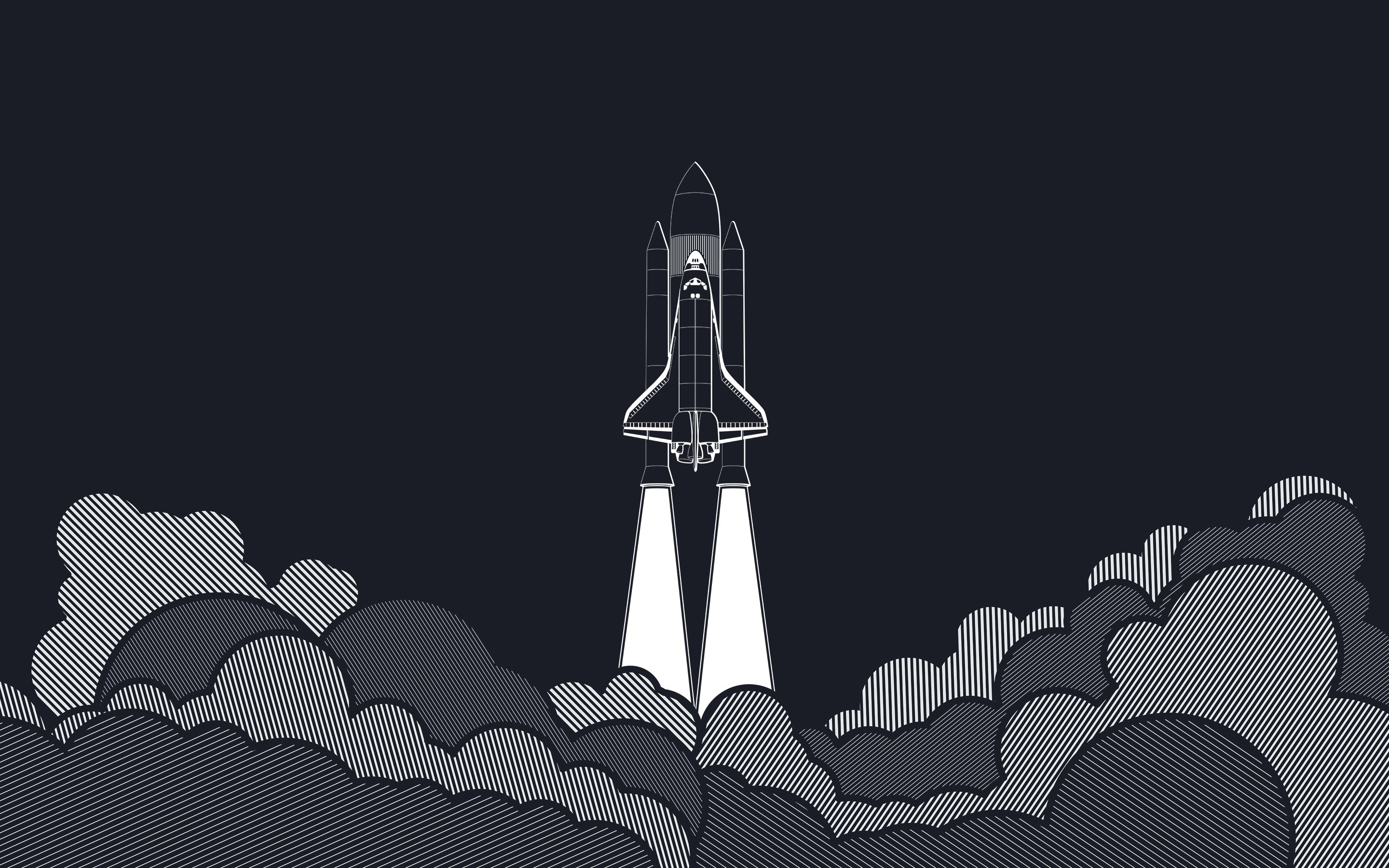 Artwork Space Vectors Launch Pads Spaceship Rockets Blue Minimalism Shuttle Wallpaper