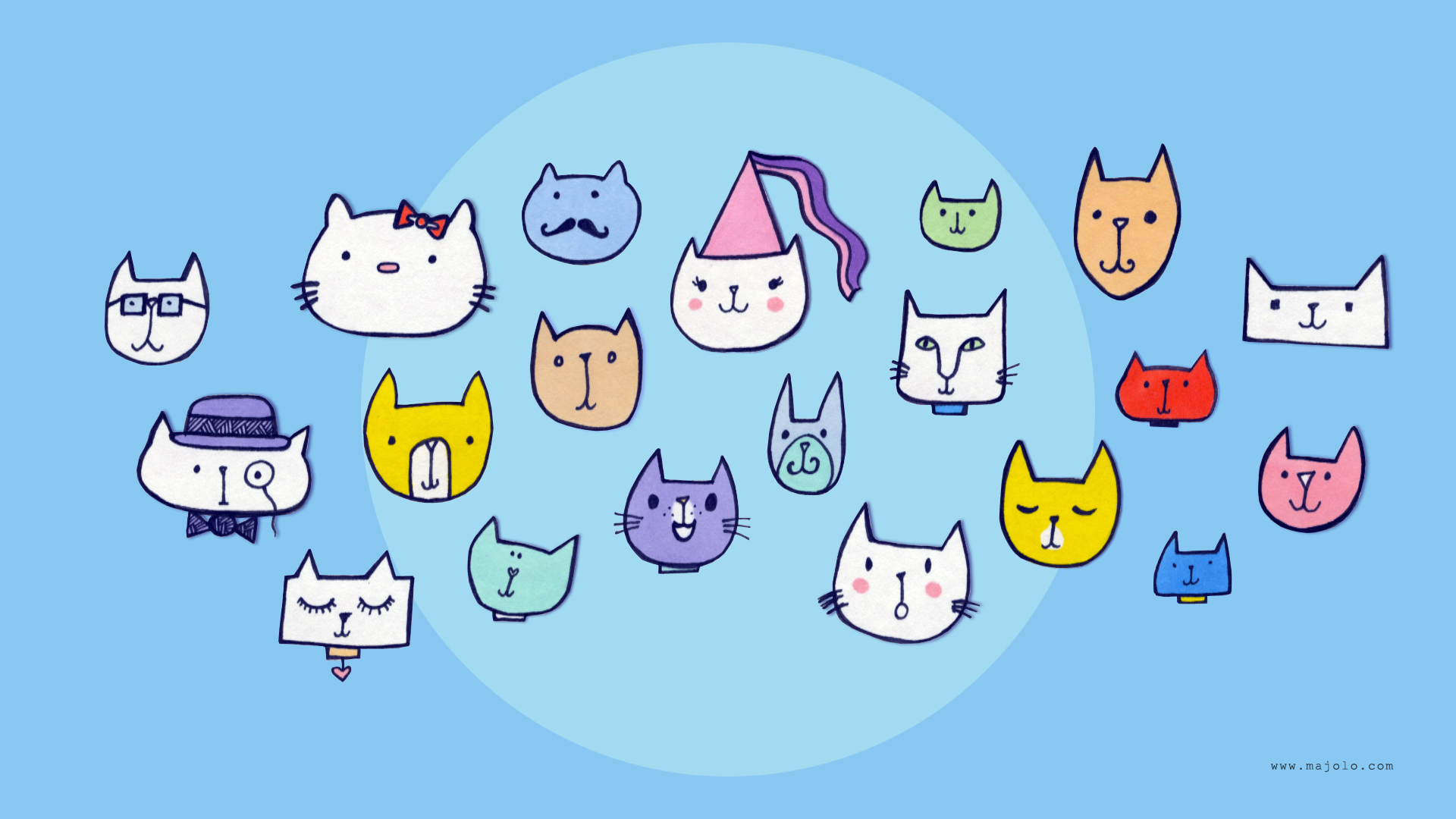 Different Expression Cartoon Cats Desktop Wallpaper