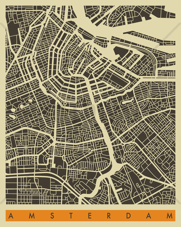 City Map Wallpaper Amsterdam Wall