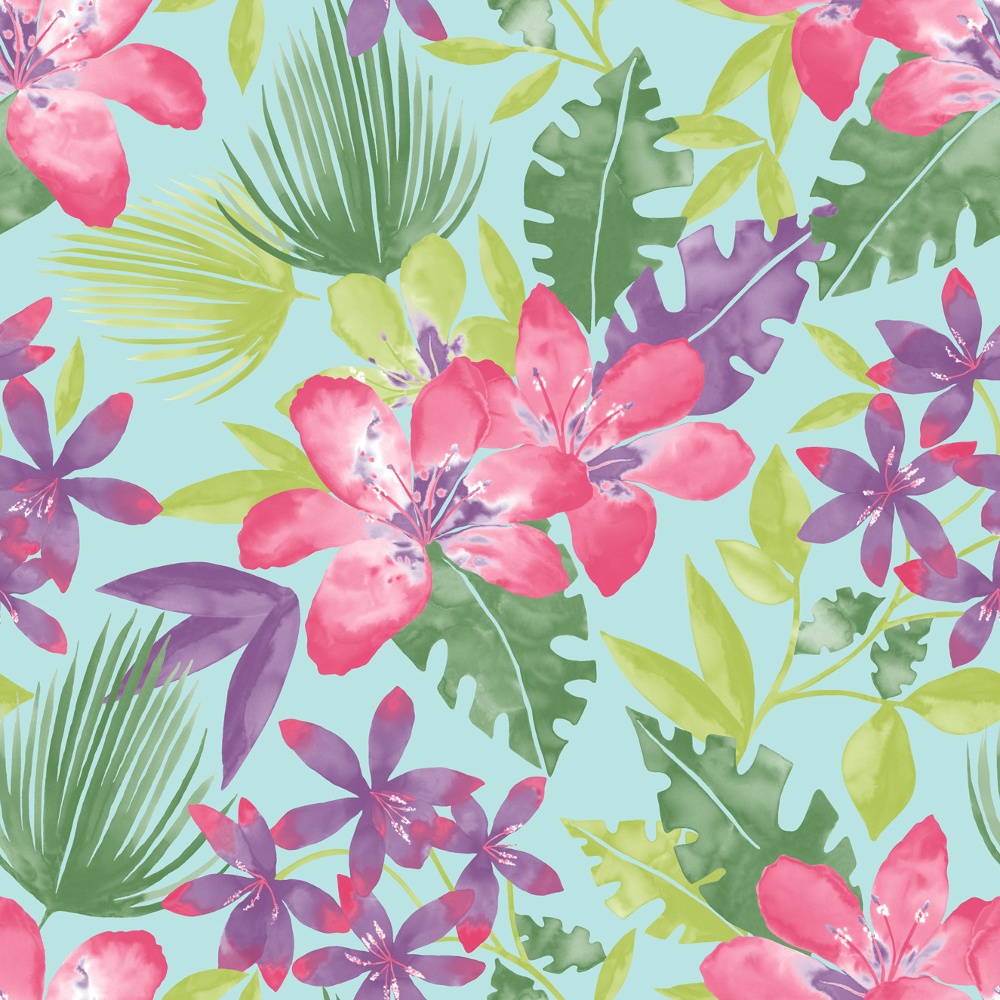  Paradise Flowers Pattern Tropical Floral Leaf Motif Wallpaper 209112 1000x1000
