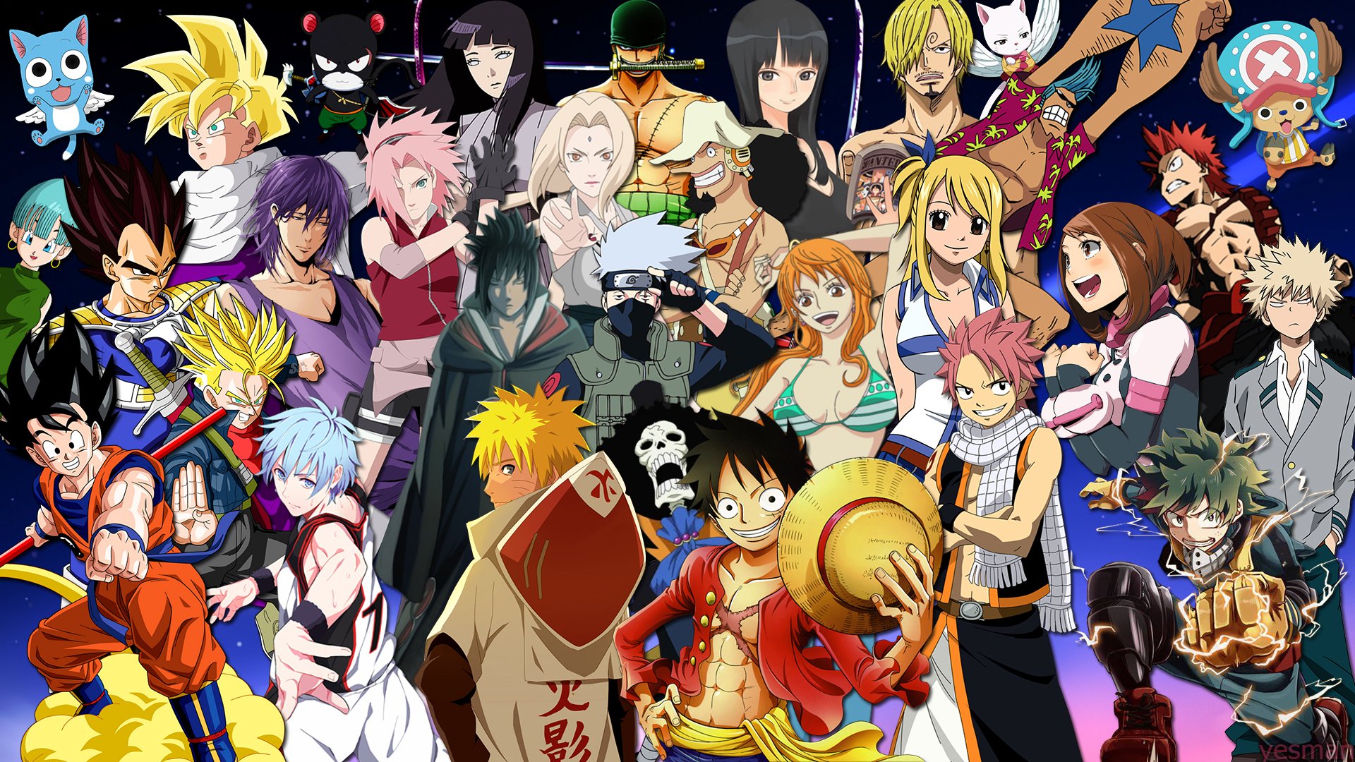 Wallpaper Anime Naruto One Piece Fairy Tail My Hero Academia