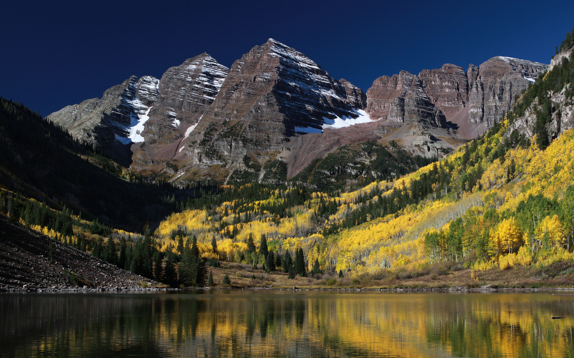 Mountain Lake Trees Landscape Nature Rocks Colorado Usa