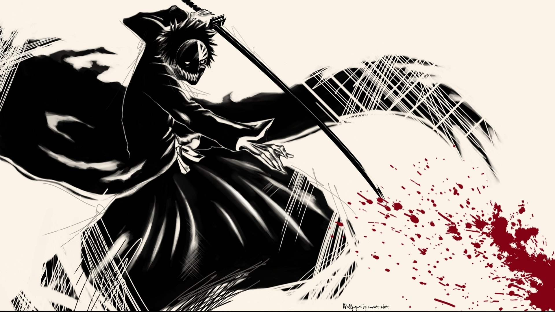 Anime Series Bleach Kurosaki Ichigo Cool Character Dark Blood Mask