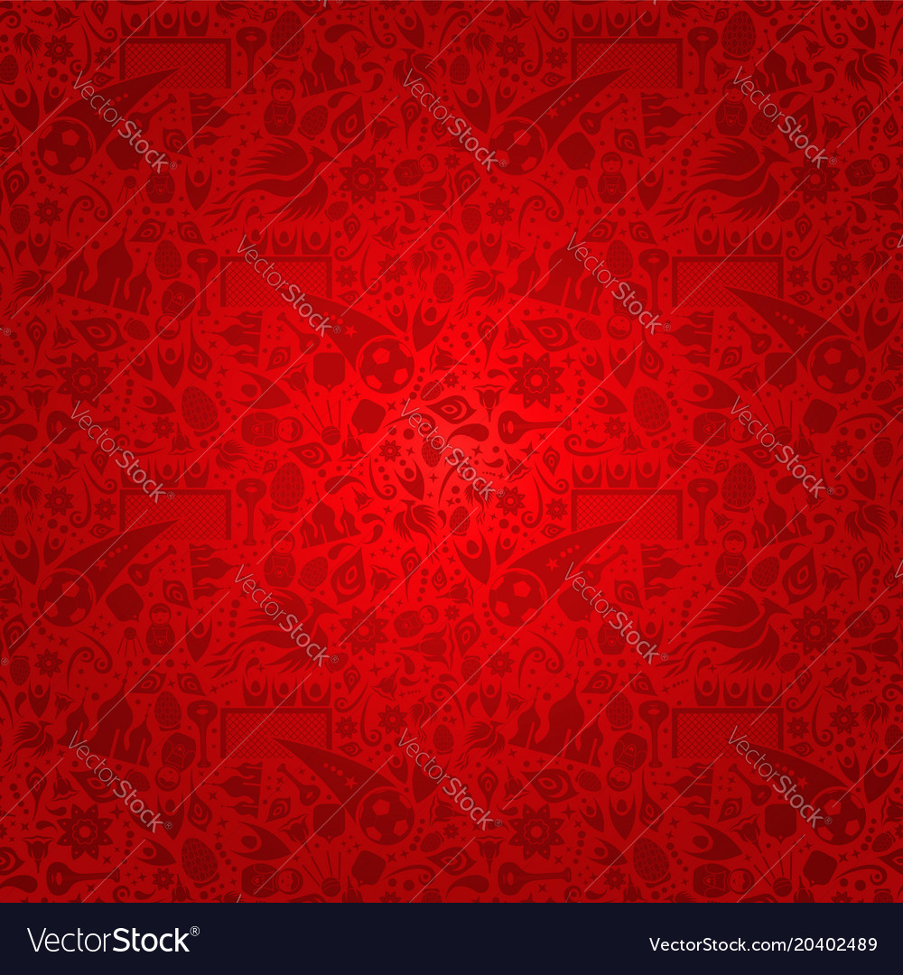 Red russia background with russian icons Vector Image
