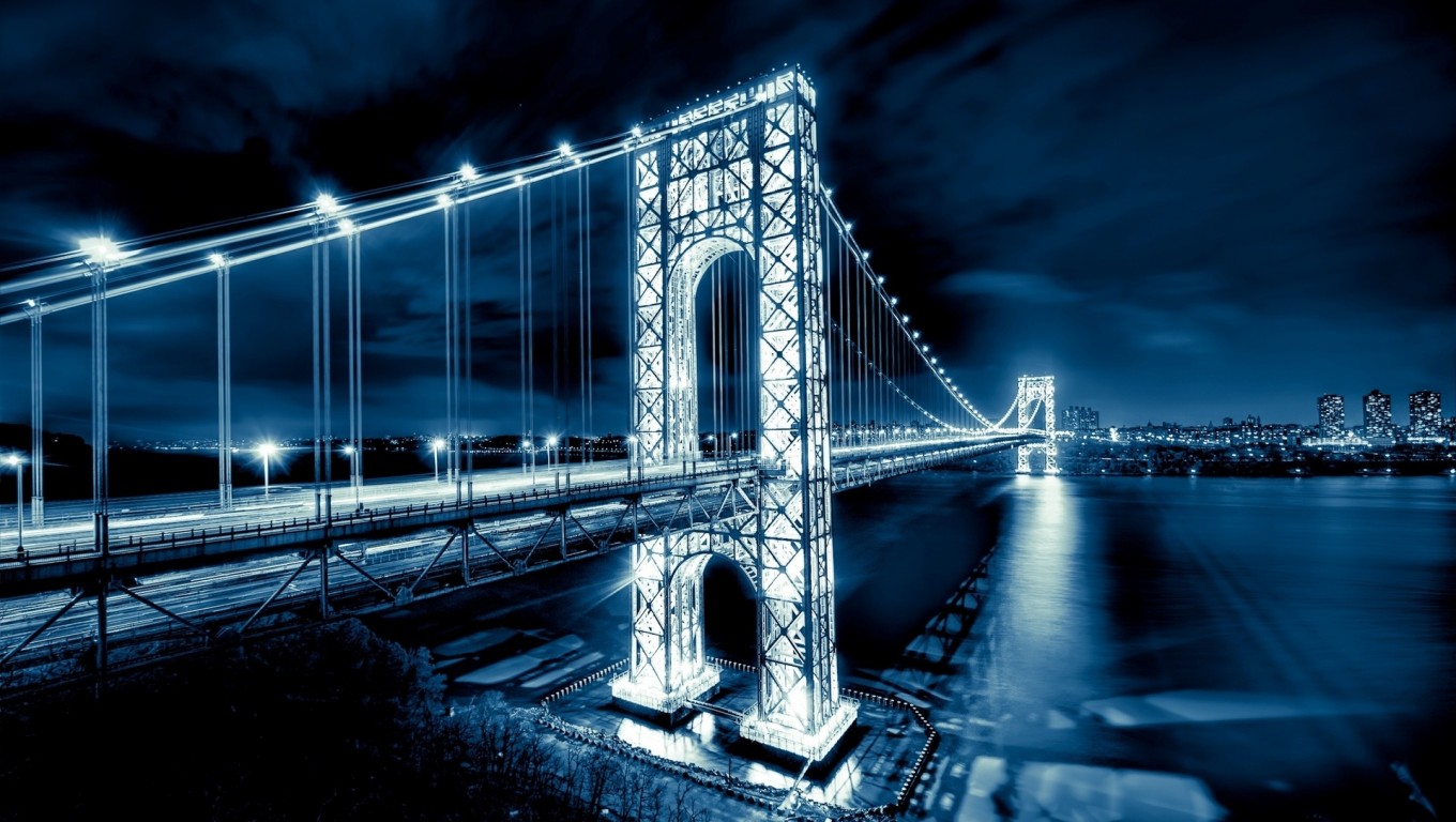 America Usa Washington Bridge Night HD Wallpaper Jpg
