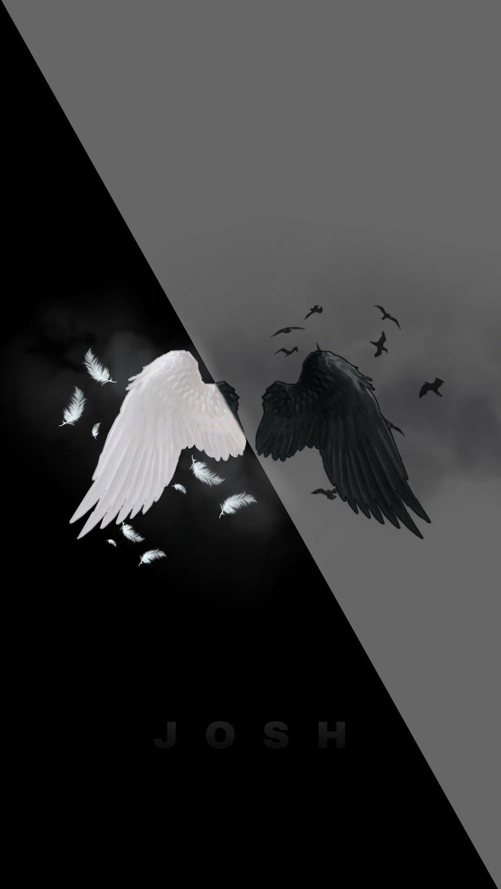 Aesthetic Black And White Wings Wallpaper Mobcup