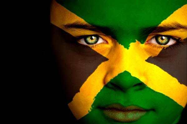 Jamaican Boy Color Painted Jamaica Flag On Face