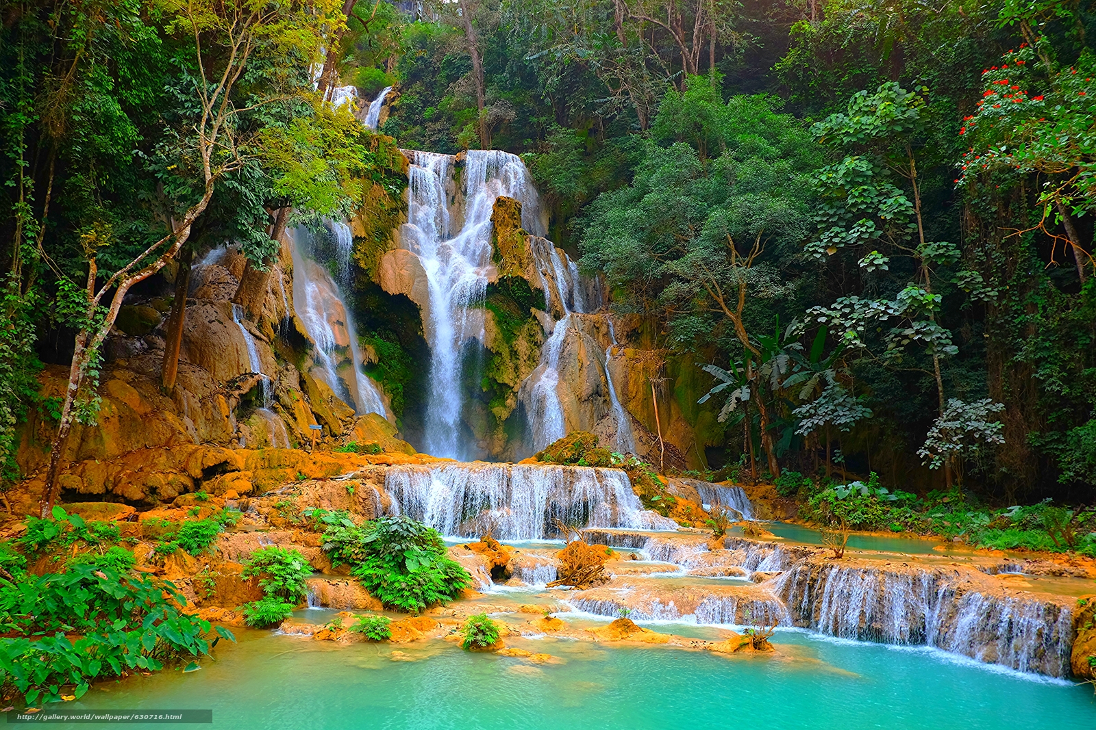 Wallpaper Kuang Si Waterfall Laos