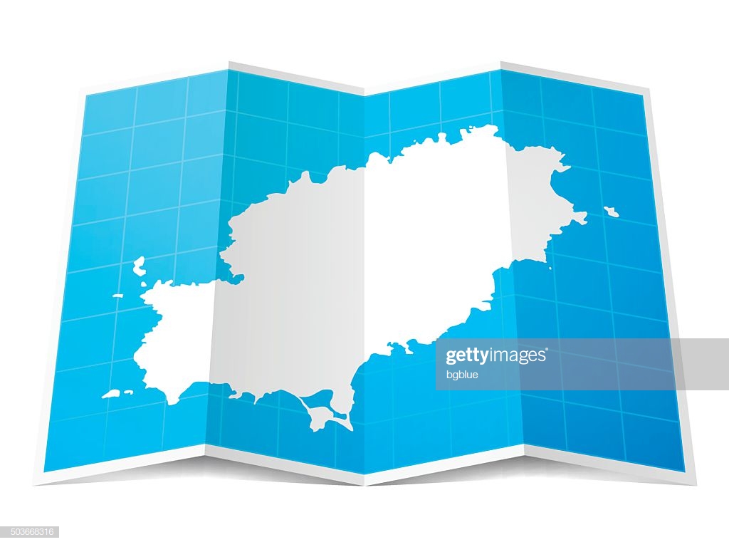 Ibiza Map Folded Isolated On White Background Stock Illustration