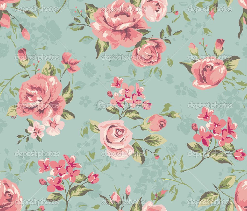 🔥 Download Wallpaper For Blue Vintage Floral Background by @virginiaj