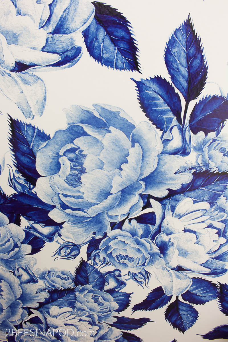 Bold Floral Blue And White Removable Wallpaper One Room