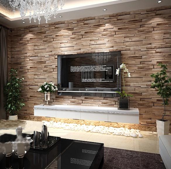 Aliexpress Buy Pvc Wood Stone Brick Wallpaper 3d Modern Wall