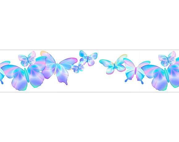 Fluttering Butterfly Blue Freestyle Border Wall Sticker Outlet