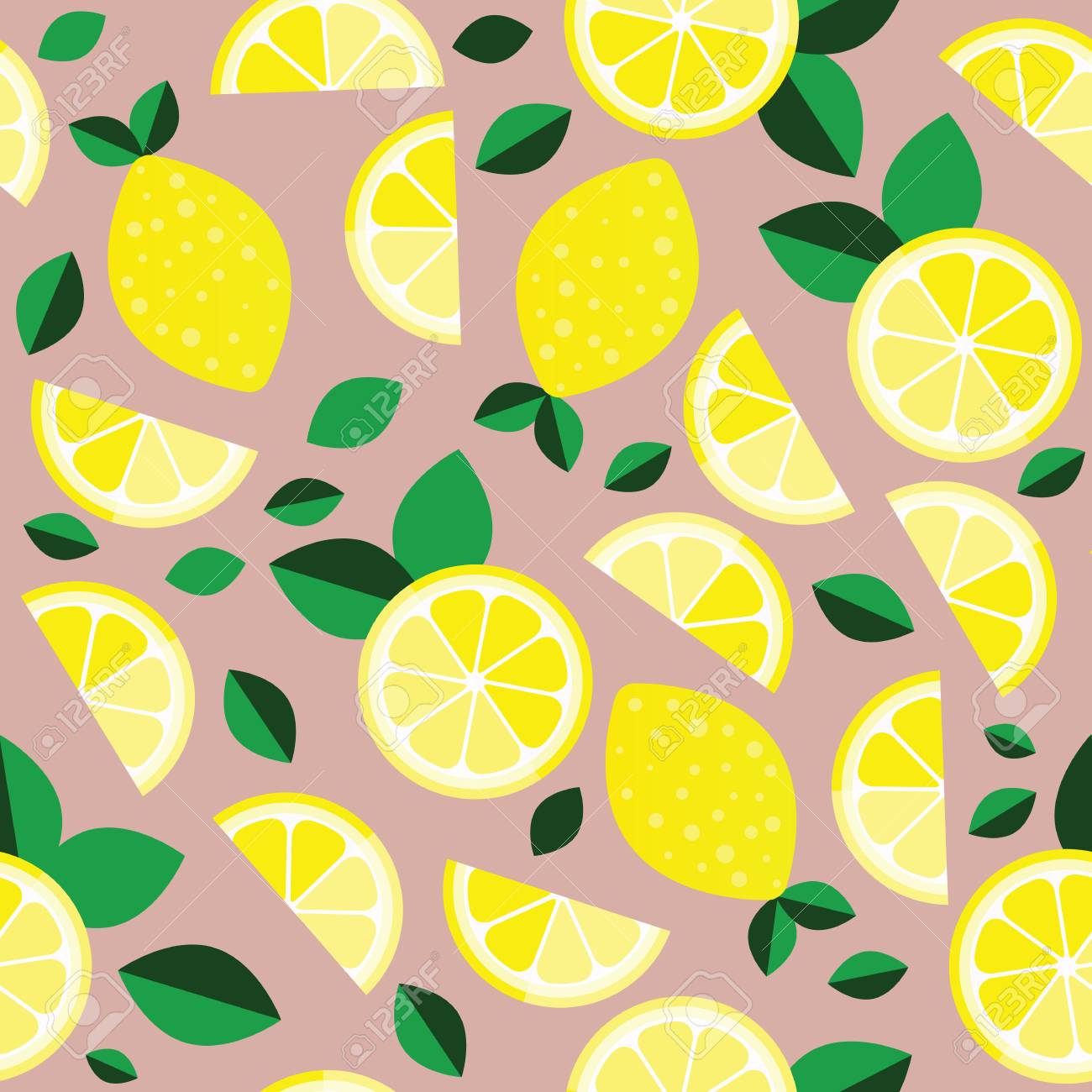 Fresh Lemons Background Hand Drawn Overlapping Backdrop Colorful