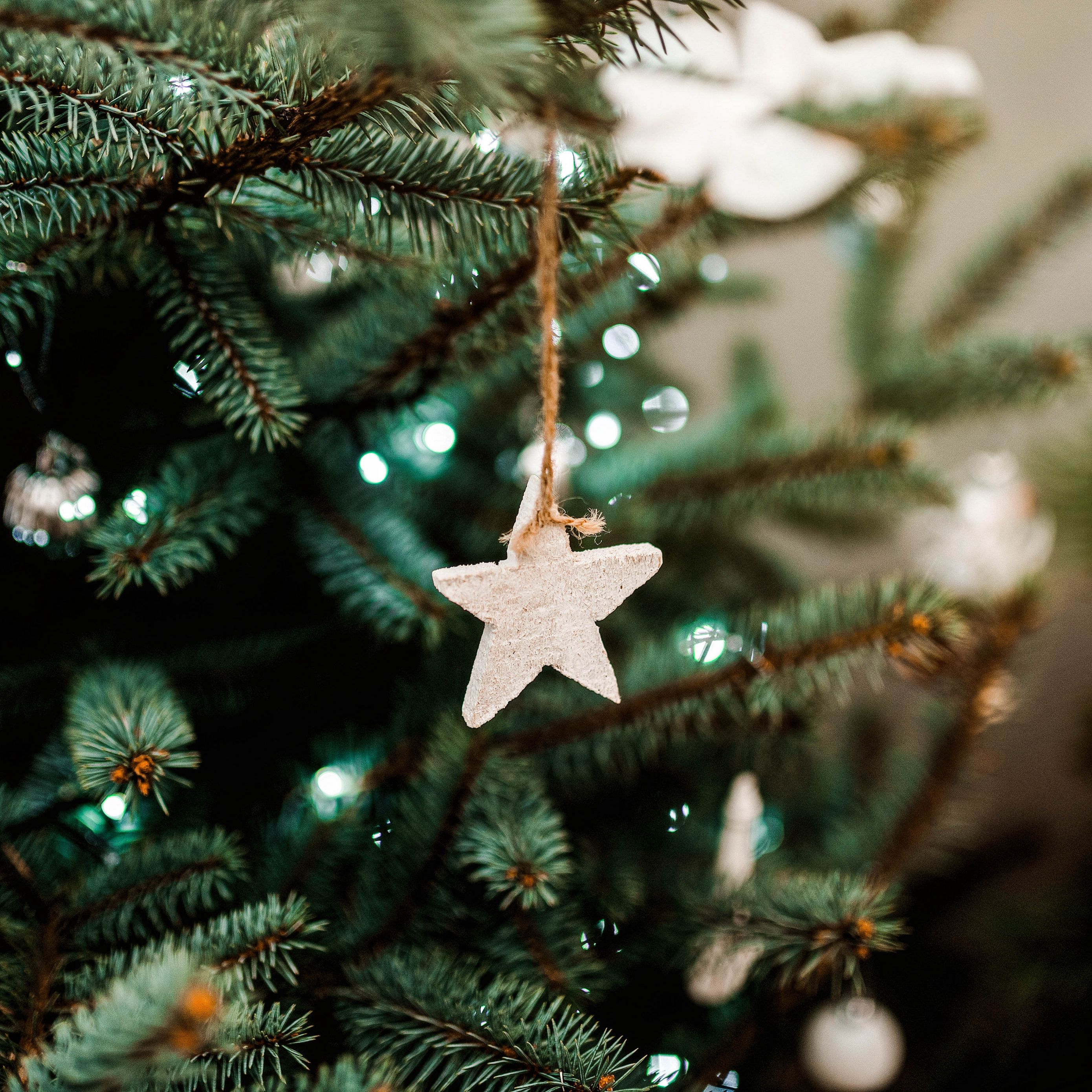 Wallpaper Christmas Tree Star Decoration New