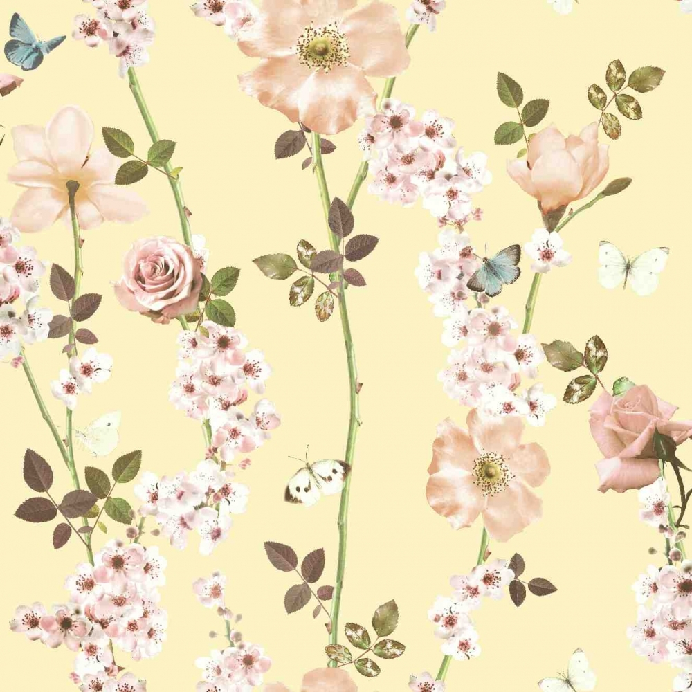 I Love Wallpaper Dreamscape Floral Trail Lemon